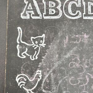 Vintage Toy Chalkboard Cat Rooster Clown Flower Dog Alphabet Numbers